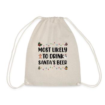 Most likely to Ride Rudolph Lover Funny Christmas - Drawstring Bag - nature - Front