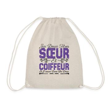 J'ai deux titres Sœur et coiffeuse Cadeau soeur. - Sac de sport léger - nature - Devant