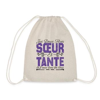 J'ai deux titres Sœur et tante. Cadeau soeur. - Sac de sport léger - nature - Devant