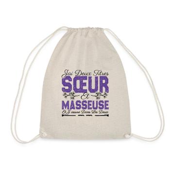 J'ai deux titres Sœur et Masseuse. Cadeau soeur. - Sac de sport léger - nature - Devant
