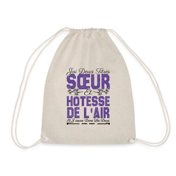 J'ai deux titres Sœur et hôtesse de l'air. soeur . - Sac de sport léger - nature - Devant