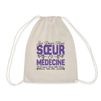 J'ai deux titres Sœur et Médecine. Cadeau soeur. - Sac de sport léger - nature - Devant