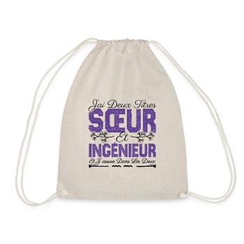 J'ai deux titres Sœur et Ingénieur. Cadeau soeur. - Sac de sport léger - nature - Devant