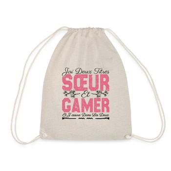 J'ai deux titres Sœur et Gamer. Cadeau soeur . - Sac de sport léger - nature - Devant