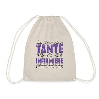 J'ai deux titres tante et Infermière. Cadeau . - Sac de sport léger - nature - Devant