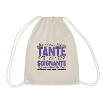 J'ai deux titres tante et Soignante. Cadeau . - Sac de sport léger - nature - Devant