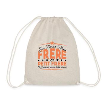 J'ai deux titres frère et Petit frère Cadeau frère - Sac de sport léger - nature - Devant