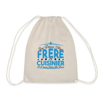 J'ai deux titres frère et Cuisinier. Cadeau frère. - Sac de sport léger - nature - Devant