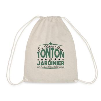 J'ai deux titres tonton et Jardinier Cadeau tonton - Sac de sport léger - nature - Devant