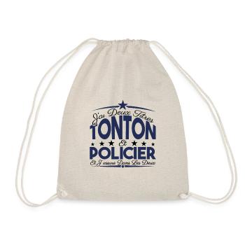 J'ai deux titres tonton et Policier Cadeau tonton. - Sac de sport léger - nature - Devant