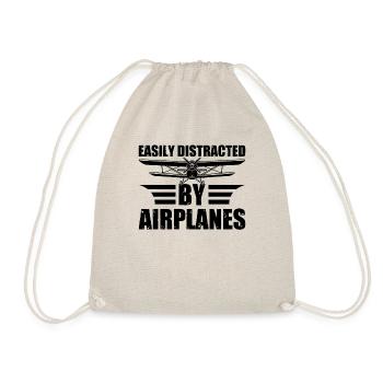 Easily Distracted by Airplanes - Plane Pilot Bipla - Turnbeutel - Natur - Vorne
