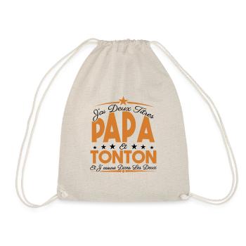 J'ai deux titres Papa et Tonton, Cadeau Papa. - Sac de sport léger - nature - Devant