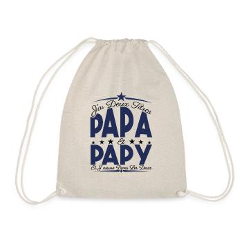 J'ai deux titres Papa et Papy, Cadeau Papa. - Sac de sport léger - nature - Devant