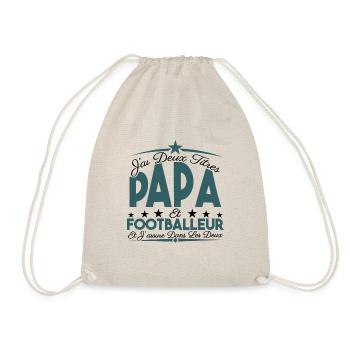J'ai deux titres Papa et footballeur, Cadeau Papa. - Sac de sport léger - nature - Devant