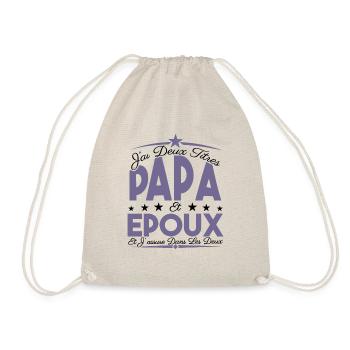 J'ai deux titres Papa et Epoux, Cadeau Papa. - Sac de sport léger - nature - Devant