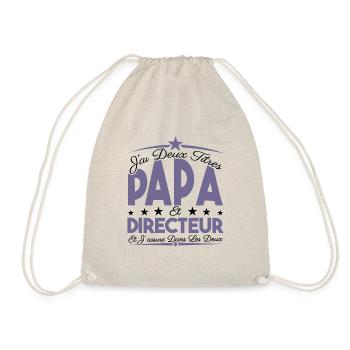 J'ai deux titres Papa et directeur, Cadeau Papa. - Sac de sport léger - nature - Devant
