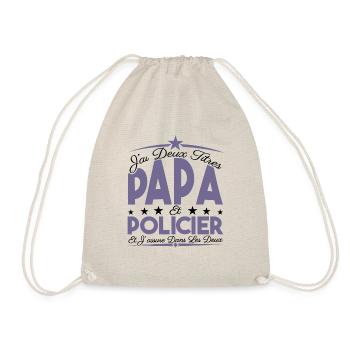 J'ai deux titres Papa et Policier, Cadeau Papa. - Sac de sport léger - nature - Devant