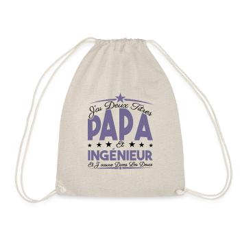 J'ai deux titres Papa et Ingénieur, Cadeau Papa. - Sac de sport léger - nature - Devant