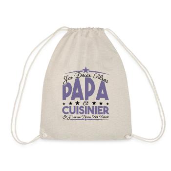 J'ai deux titres Papa et Cuisinier, Cadeau Papa. - Sac de sport léger - nature - Devant