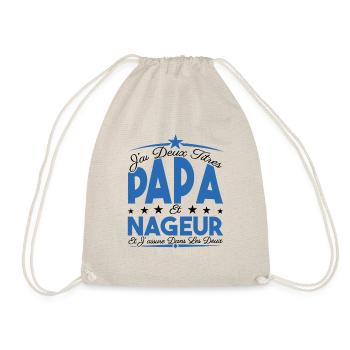 J'ai deux titres Papa et Nageur, Cadeau Papa. - Sac de sport léger - nature - Devant