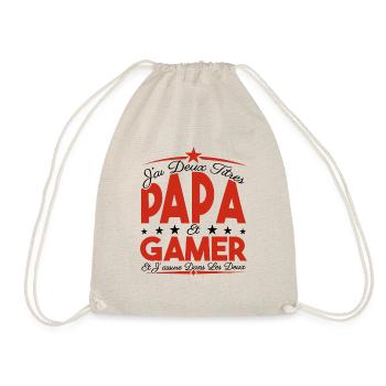J'ai deux titres Papa et Gamer, Cadeau Papa. - Sac de sport léger - nature - Devant