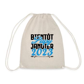 Cadeau Annonce grossesse bientôt Papy Janvier 2023 - Sac de sport léger - nature - Devant