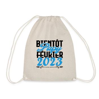 Cadeau Annonce grossesse bientôt Papy Février 2023 - Sac de sport léger - nature - Devant