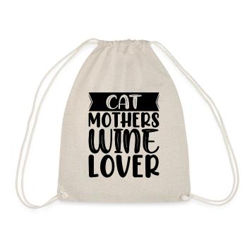 Cat mother wine lover - Drawstring Bag - nature - Front