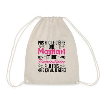 pas facile d'être une maman et une Puéricultrice. - Sac de sport léger - nature - Devant