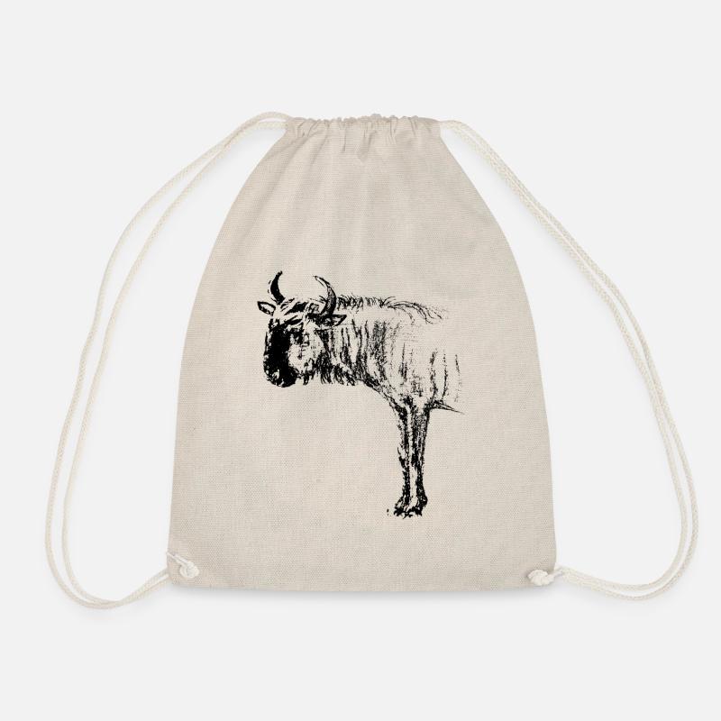 black ink blue wildebeest - Drawstring Bag - nature