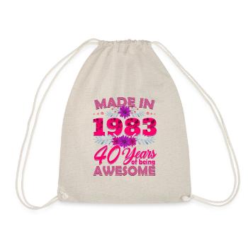Made in 1983 40 Years of Being Awesome - 40th Birt - Drawstring Bag - nature - Front
