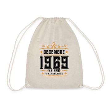 né en DÉCEMBRE 1969, 53 ans, cadeau d'anniversaire - Sac de sport léger - nature - Devant