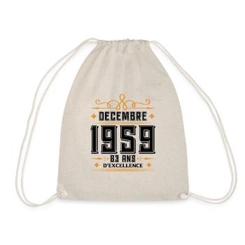 né en DÉCEMBRE 1959, 63 ans, cadeau d'anniversaire - Sac de sport léger - nature - Devant