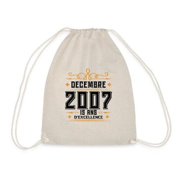 né en DÉCEMBRE 2007, 15 ans, cadeau anniversaire. - Sac de sport léger - nature - Devant