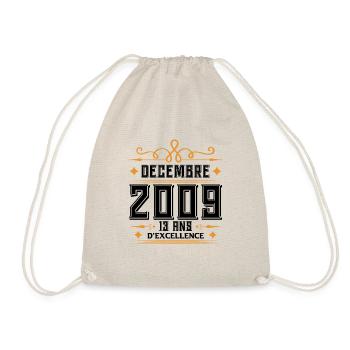 né en DÉCEMBRE 2009, 13 ans, cadeau anniversaire. - Sac de sport léger - nature - Devant