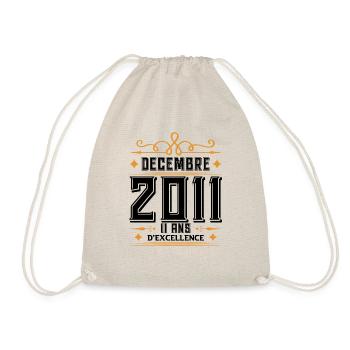 né en DÉCEMBRE 2011, 11 ans, cadeau anniversaire. - Sac de sport léger - nature - Devant