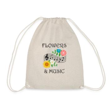 Flowers Music Notes Ironic Musician Florist Nature - Drawstring Bag - nature - Front