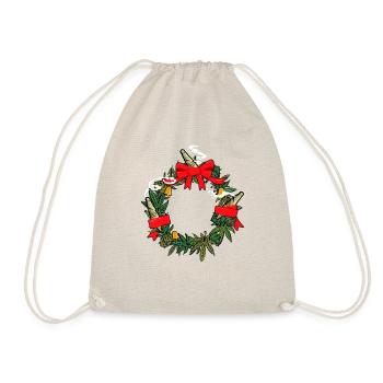 Cannabis Christmas Wreath - Drawstring Bag - nature - Front