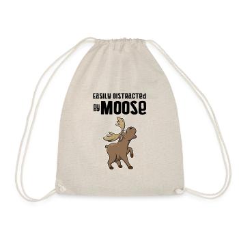 Distracted by Moose Elk Nature Wildlife Forest - Drawstring Bag - nature - Front