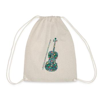 Violin Violinist Tropical Flower - Drawstring Bag - nature - Front