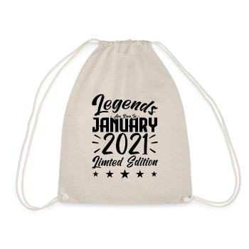 Geboren im Januar 2021. Geburtstagsgeschenk. - Turnbeutel - Natur - Vorne