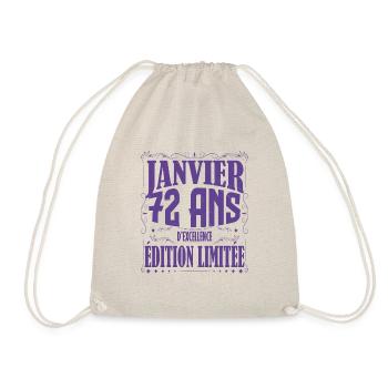 Janvier 72 ans. Cadeau 72 ans janvier anniversaire - Sac de sport léger - nature - Devant