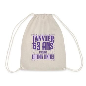 Janvier 63 ans. Cadeau 63 ans janvier anniversaire - Sac de sport léger - nature - Devant