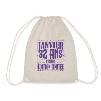 Janvier 32 ans. Cadeau 32 ans janvier anniversaire - Sac de sport léger - nature - Devant
