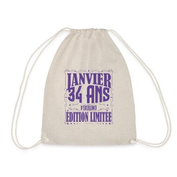 Janvier 34 ans. Cadeau 34 ans janvier anniversaire - Sac de sport léger - nature - Devant