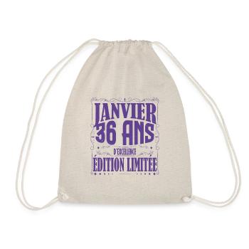 Janvier 36 ans. Cadeau 36 ans janvier anniversaire - Sac de sport léger - nature - Devant