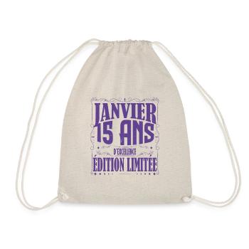 Janvier 15 ans. Cadeau 15 ans janvier anniversaire - Sac de sport léger - nature - Devant