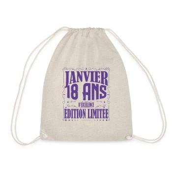 Janvier 18 ans. Cadeau 18 ans janvier anniversaire - Sac de sport léger - nature - Devant