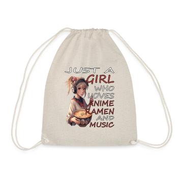 Girl liebt Anime Ramen und Musik - Turnbeutel - Natur - Vorne