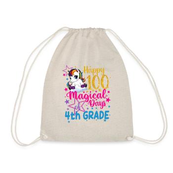 Einhorn glückliche 100 magische Tage der 4. Klasse - Turnbeutel - Natur - Vorne